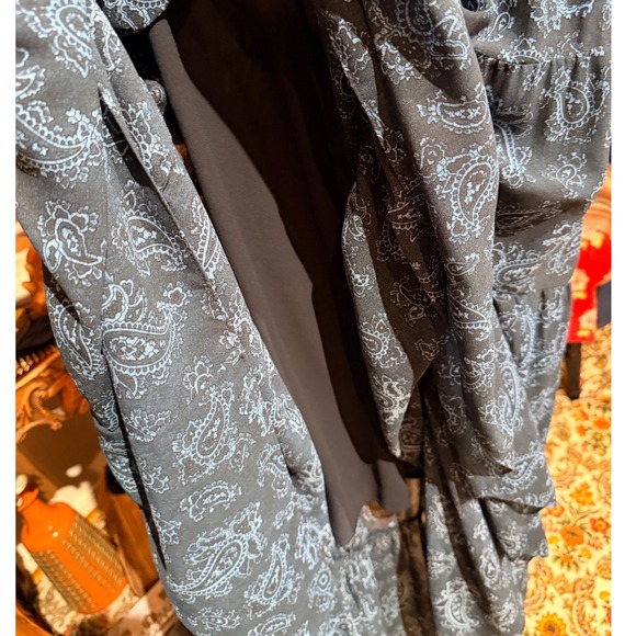 Michael Kors Navy Blue Paisley Tiered Lace Up Boho Cottage Maxi Dress Size M - Picture 9 of 9